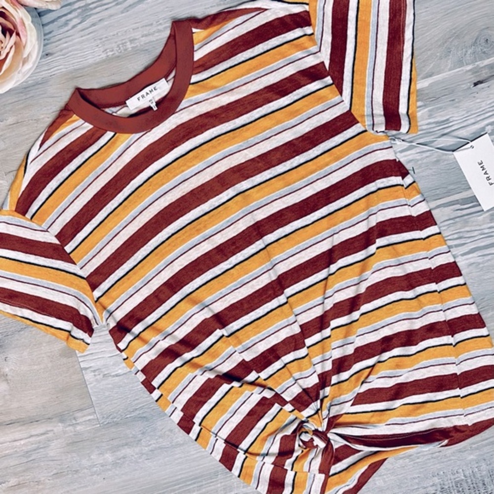 FRAME Wear Thin Striped Tee Sunrise Multi - Picture 13 of 16